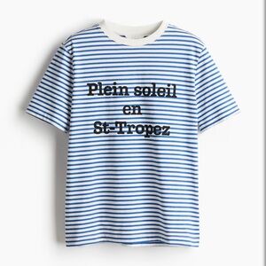 H&M Blue and White Striped Top